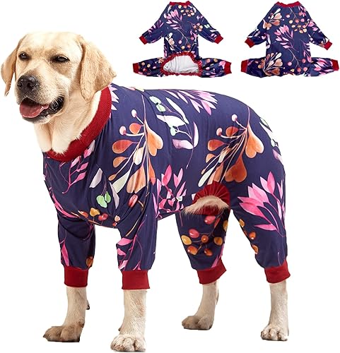 Miniatura 8 de LovinPet Ropa para perros grandespijamas acogedoras para perros, ajuste delgado, suéter ligero, cobertura completa, pijamas para perros, estampado