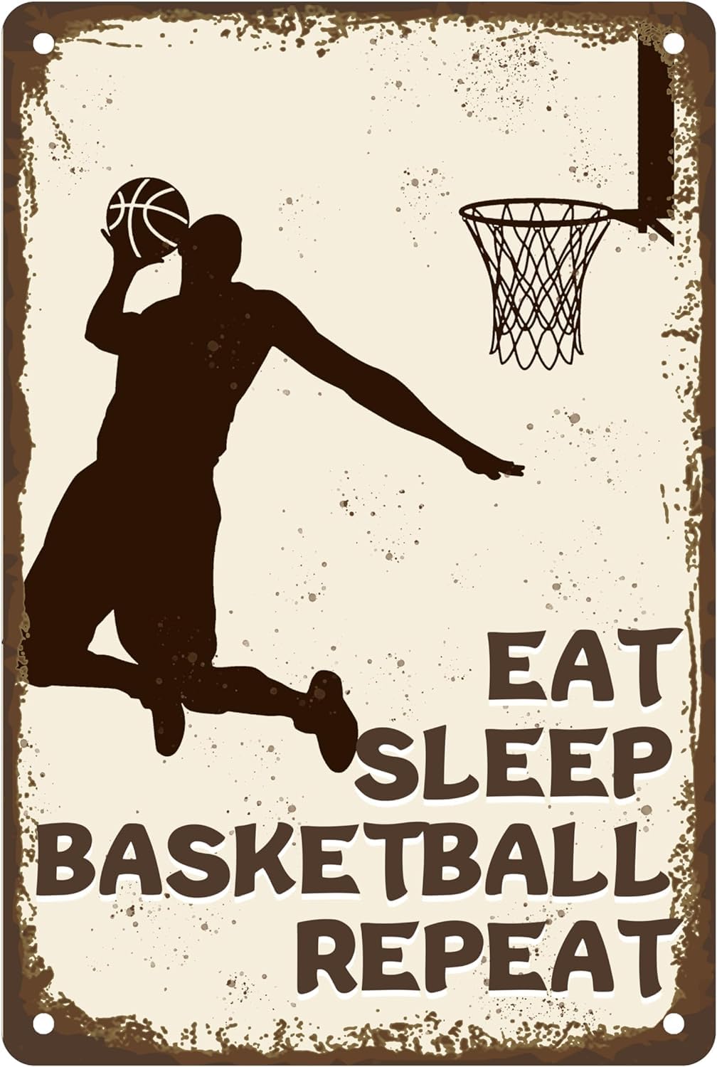 Anceky Eat Sleep Basketball Repeat Metal Sign Tin Sign Vintage Wall Art Sport Wall Art Ball Lover Sign Toilet Decor Tin Sign for 8x12 inch