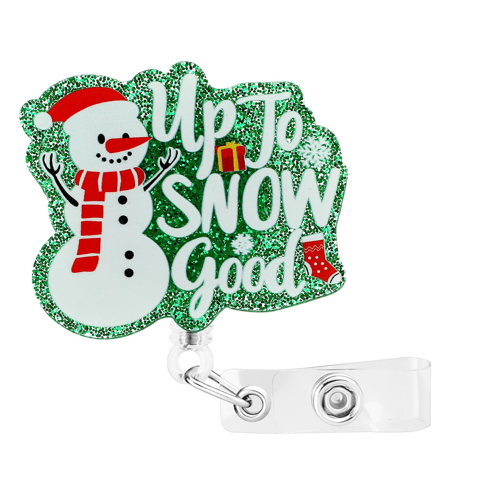 Dimeho Christmas Nurse Badge Reel Holder Snow Man Retractable ID Card Clip Pharmacy Funny Name Tag Holder Hospital Badge Brooch for Nursing Medical Assistant Student Clinic Office(Red-Black)