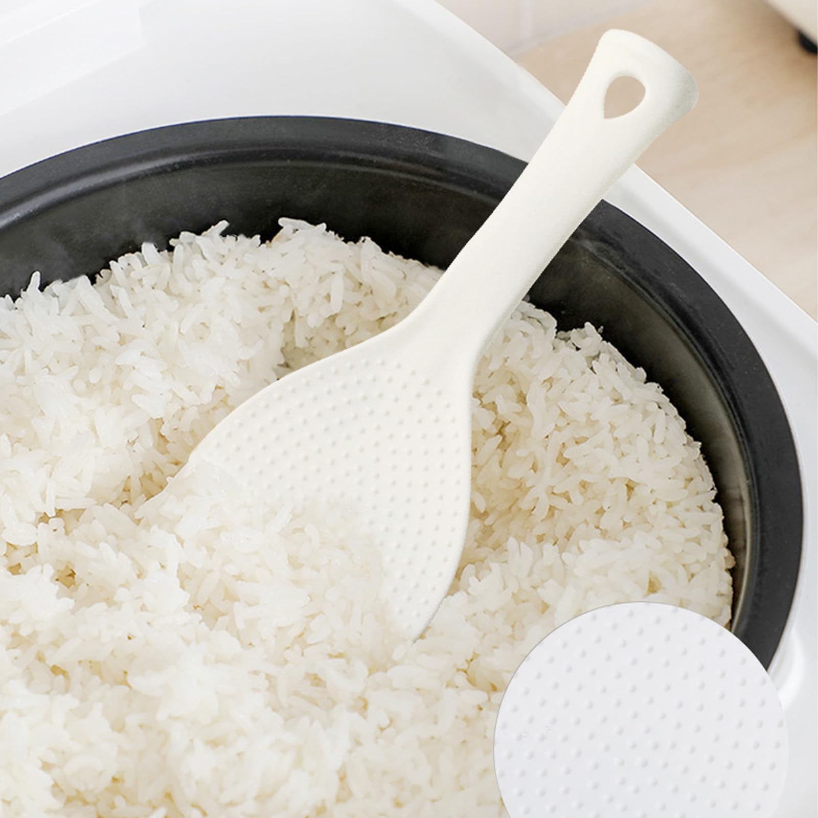 2 cucchiai verticali per riso, in plastica antiaderente, per cucina, ristorante, bianco