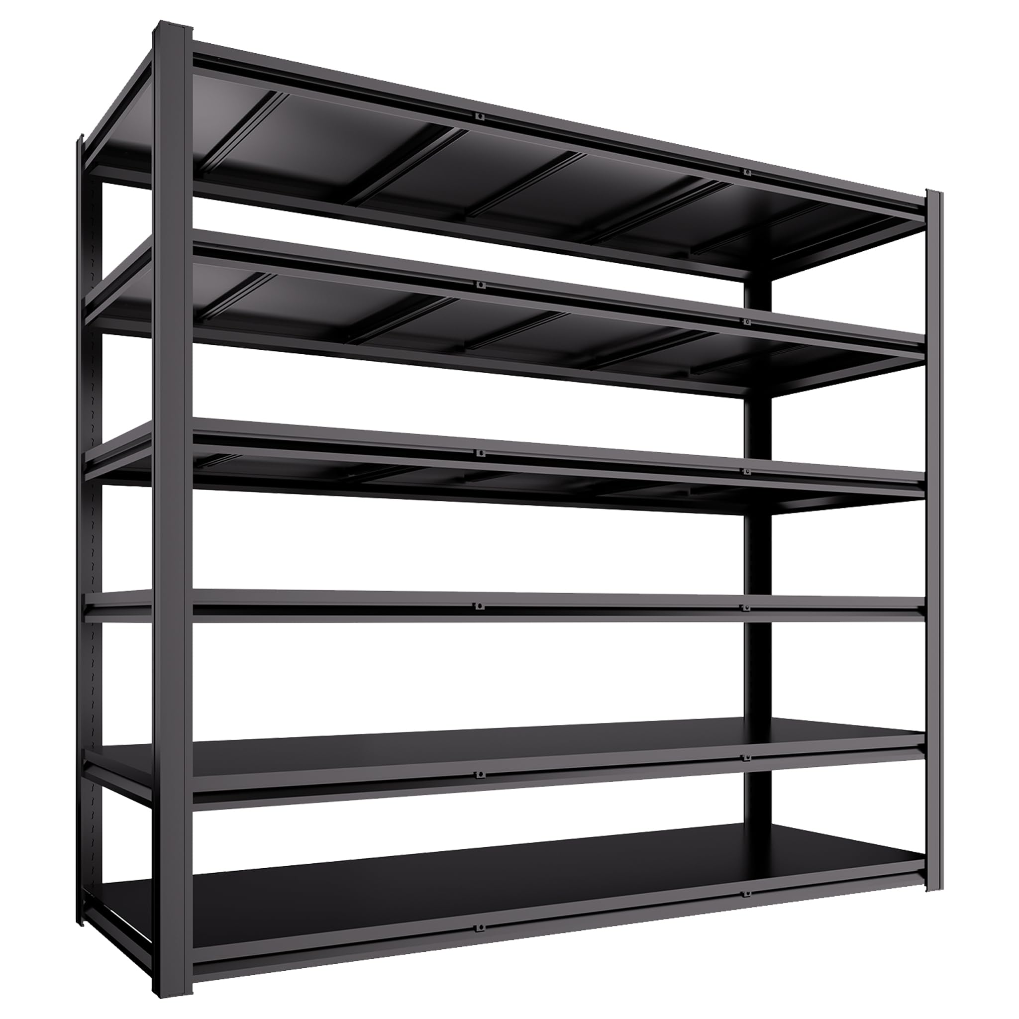 Extra Large 84" Hx 55.12" Wide x 24" D Adjustable Industrial Metal/Steel 6-Shelf-Storage-Rack Heave Duty Utility Tall Garage/Warehouse Shelving Shelves Unit/System for Bin/Shed, Black