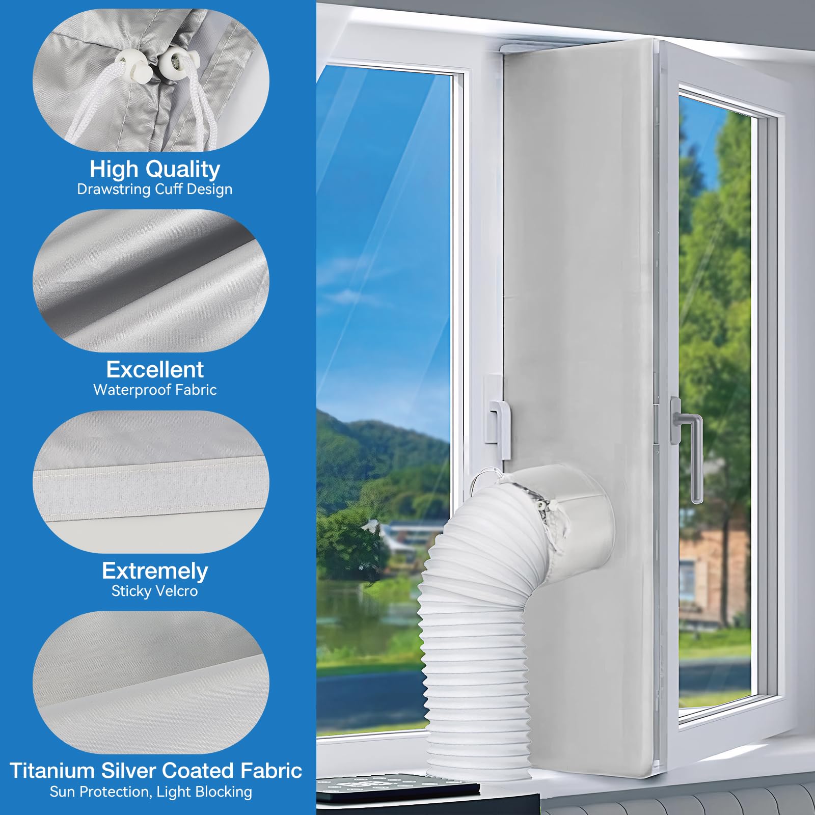 Joint de Fenêtre pour Climatiseurs Mobile, Calfeutrage pour Fenêtres pour Climatiseur Mobile, Kit Calfeutrage Climatiseur, 500CM, Compatible avec les Joints de Fenêtre des Flimatiseurs