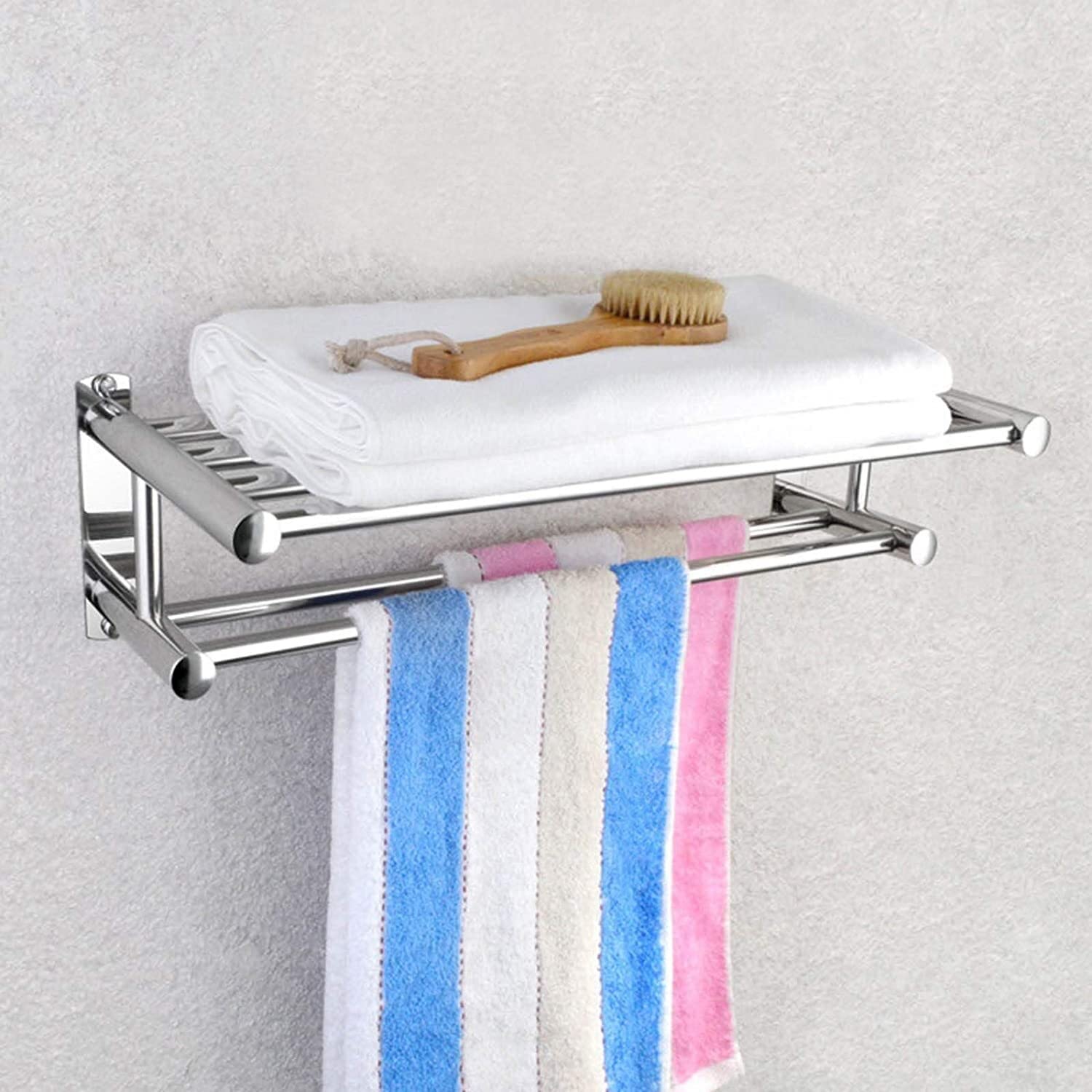 Wodoodporny dwurzędowy pierścień na ręczniki ze stali nierdzewnej (50 cm) uchwyt na ręcznik kąpielowy, odporny na rdzę, nowoczesny design do łazienki i oszczędzania miejsca