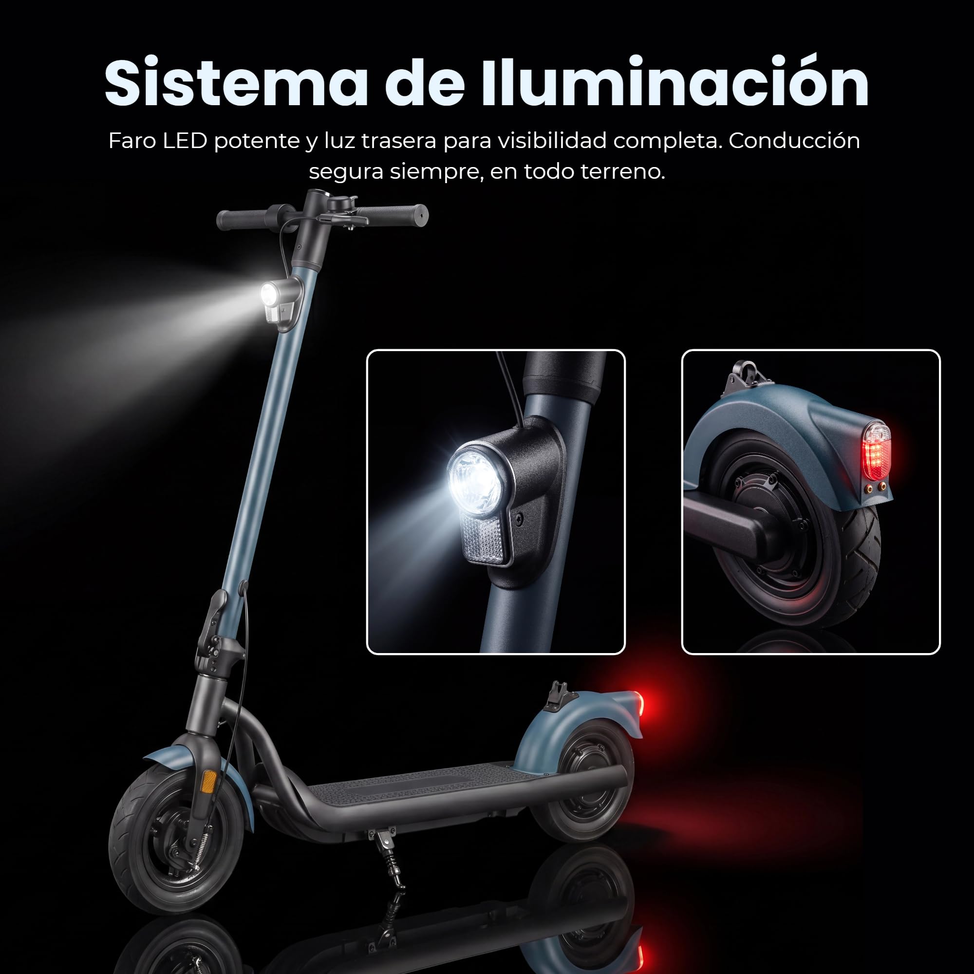 N5 Patinete Eléctrico con Tracción Trasera Neumáticos Tubeless 10" | Motor 350W, 25 Km Autonomía, Pendiente 18%, Sistema TCS, Sistema BMS, Frenos Duales, Estructura ligera, Plegable, IPX4