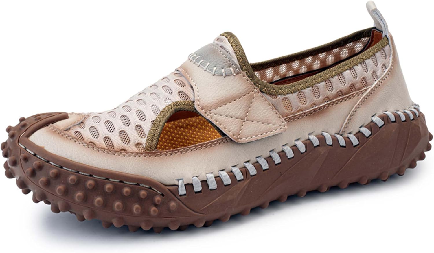 Men's Sports Closed Toe Sandals Leather Sandals Outdoor Hiking Sandals Summer Beach Shoes Water Sandals Breathable Anti-slip,Hand Sewn - Comfortable Walking