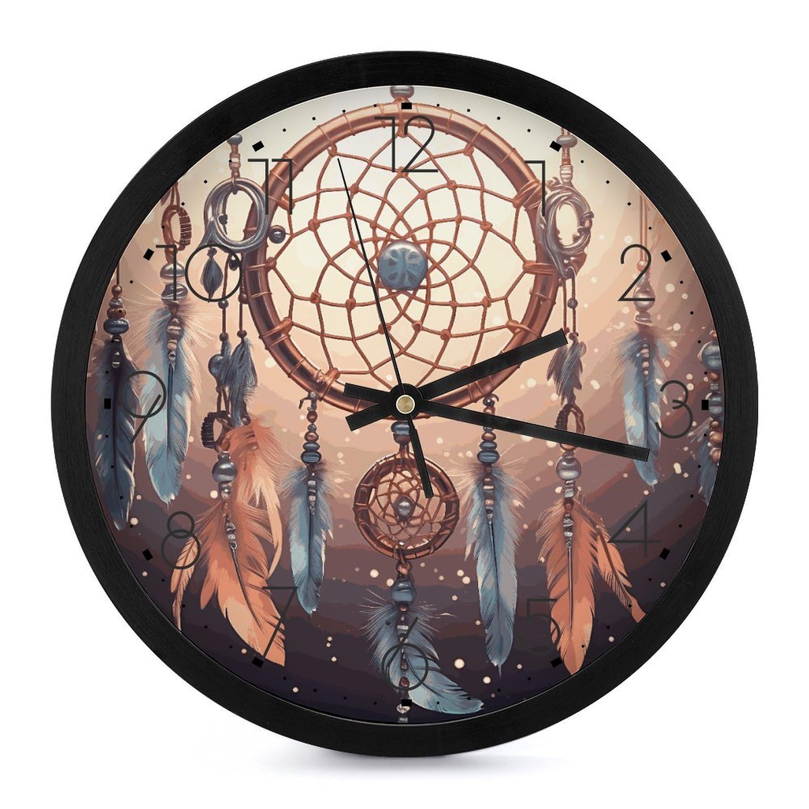 Horloge murale numérique amérindienne pour un salon zen et sans tic-tac