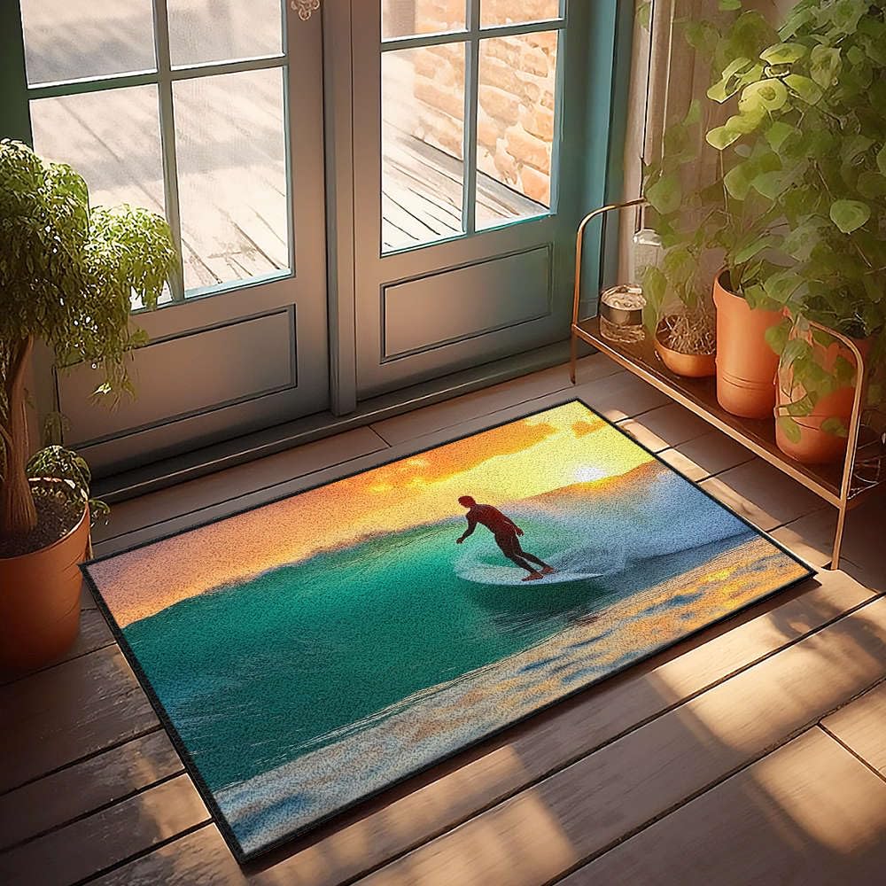 Tapis de chambre garçon surfeur pour créer une déco ado évasion 65x90 cm