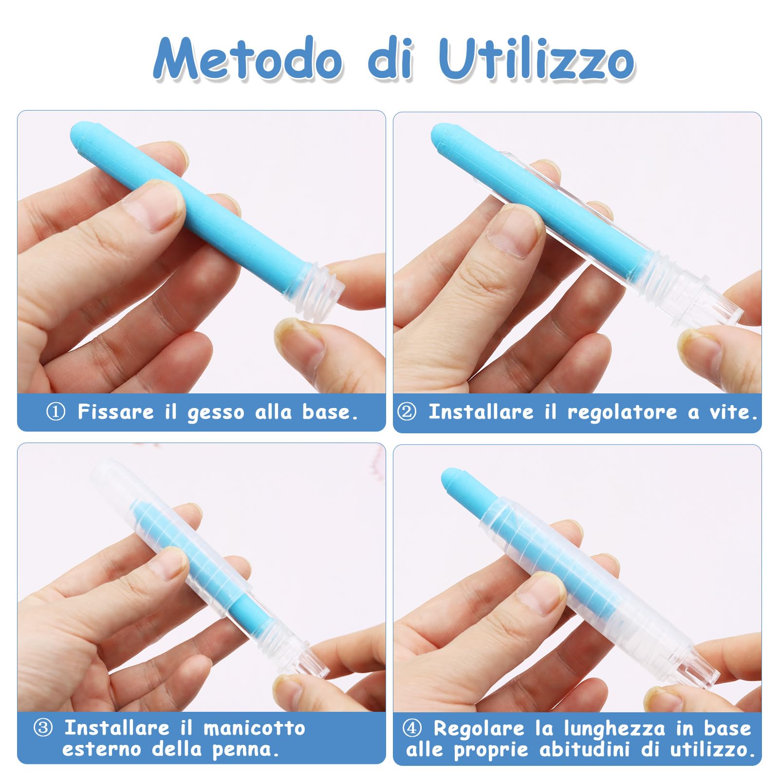 Scettar 16 Pezzi Gessetti Colorati Con Supporto per Lavagna Lavabile Non Tossico - per Scuola, Ufficio, Studio, Disegnare, Scrivere