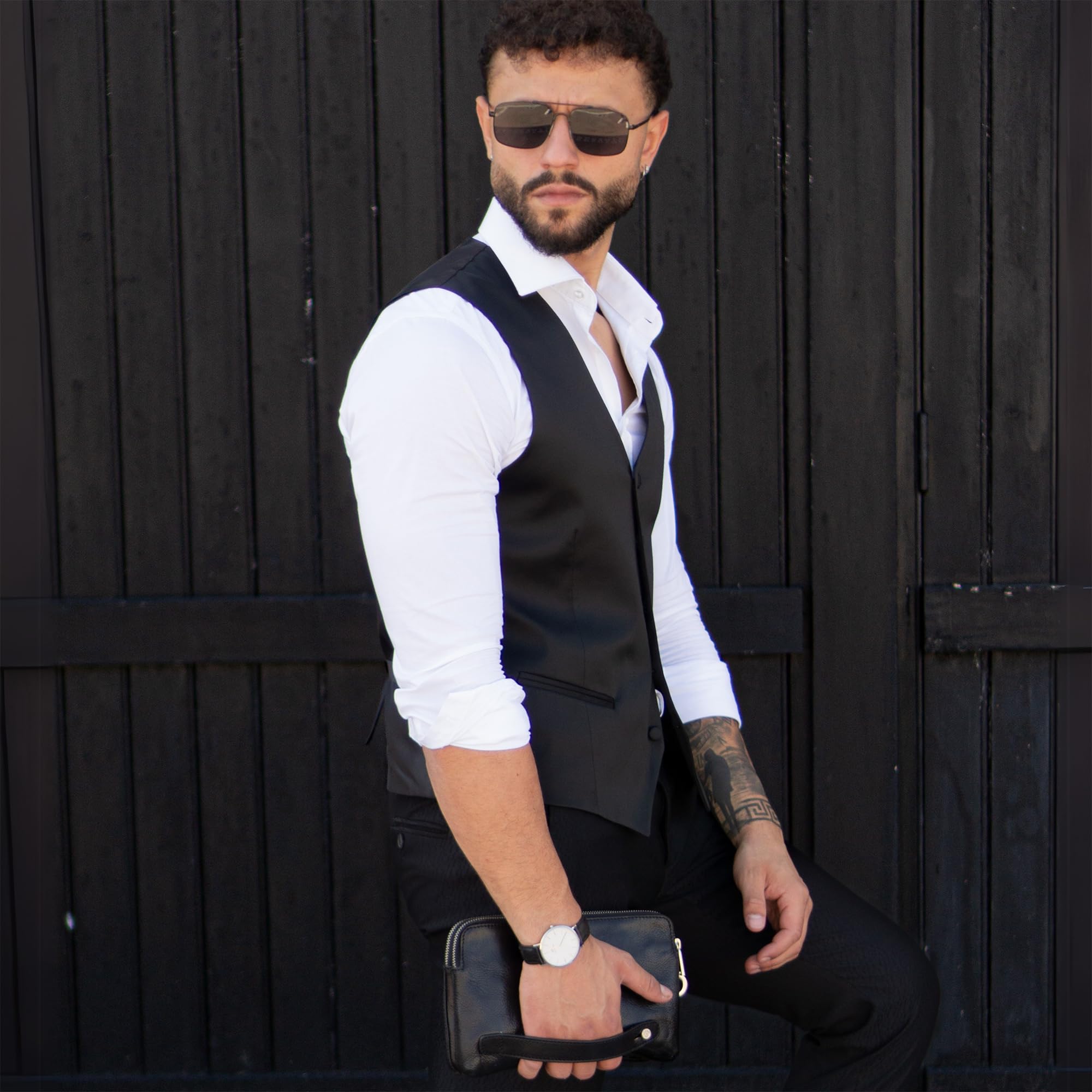 Time Resistance Clutch de Cuero para Hombre - Bolso Organizador para Hombre - Bolso de Muñeca - Maletín Hecho a Mano en Italia - Caja de Regalo Incluida