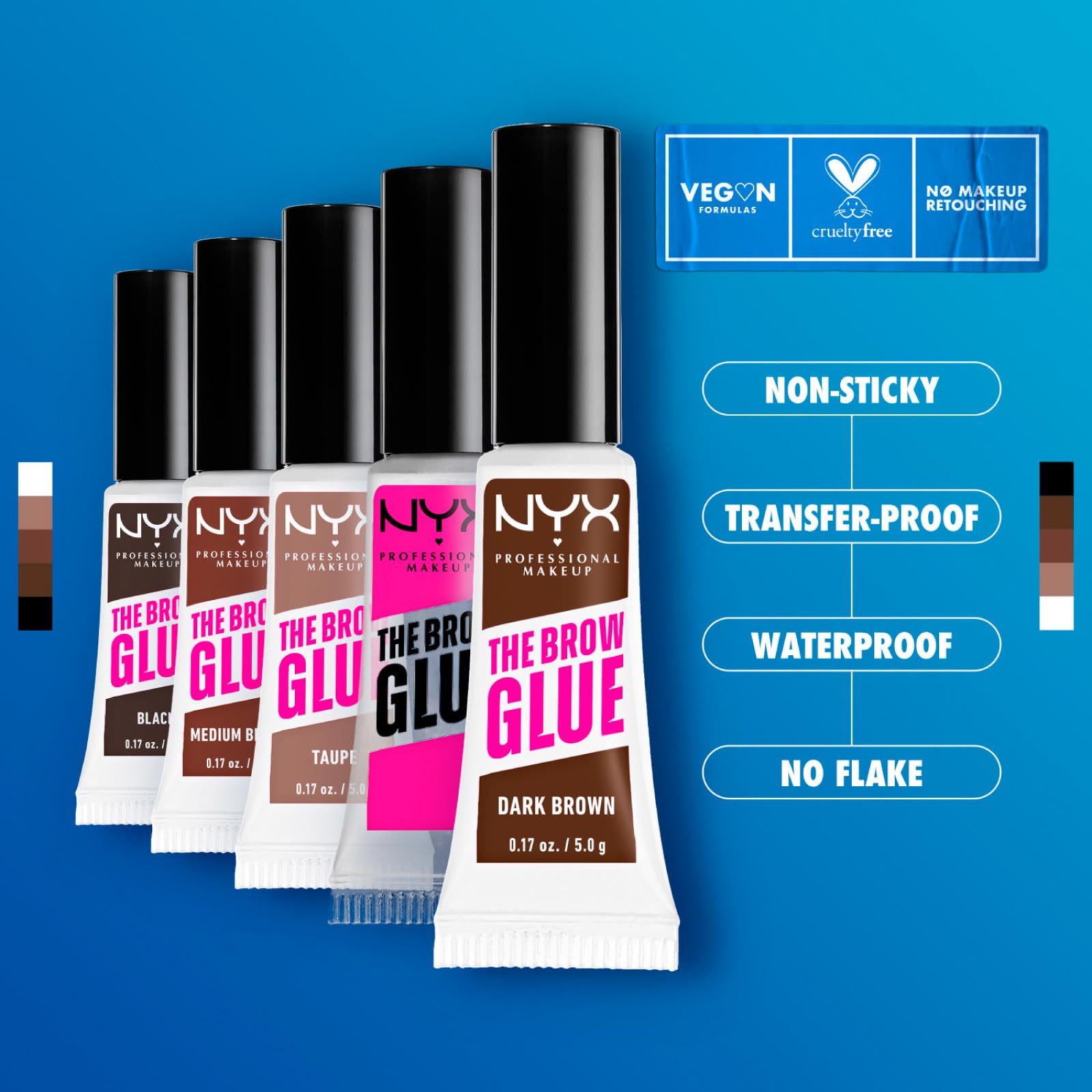 NYX Professional Makeup The Brow Glue Gel Sopracciglia Trasparente Istantaneo Effetto Laminazione 5g + Lift and Snatch Penna Sopracciglia No-Transfer Tenuta 16h Tonalità Ash Brown - Set da 2