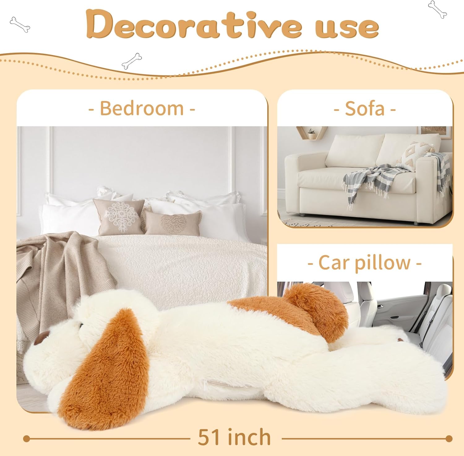 MorisMos Giant Dog Stuffed Animals, 51inch Large Stuffed Dog Plush Soft Big Puppy Pillow Gifts Kids, Girls, Boys, White - Image 4