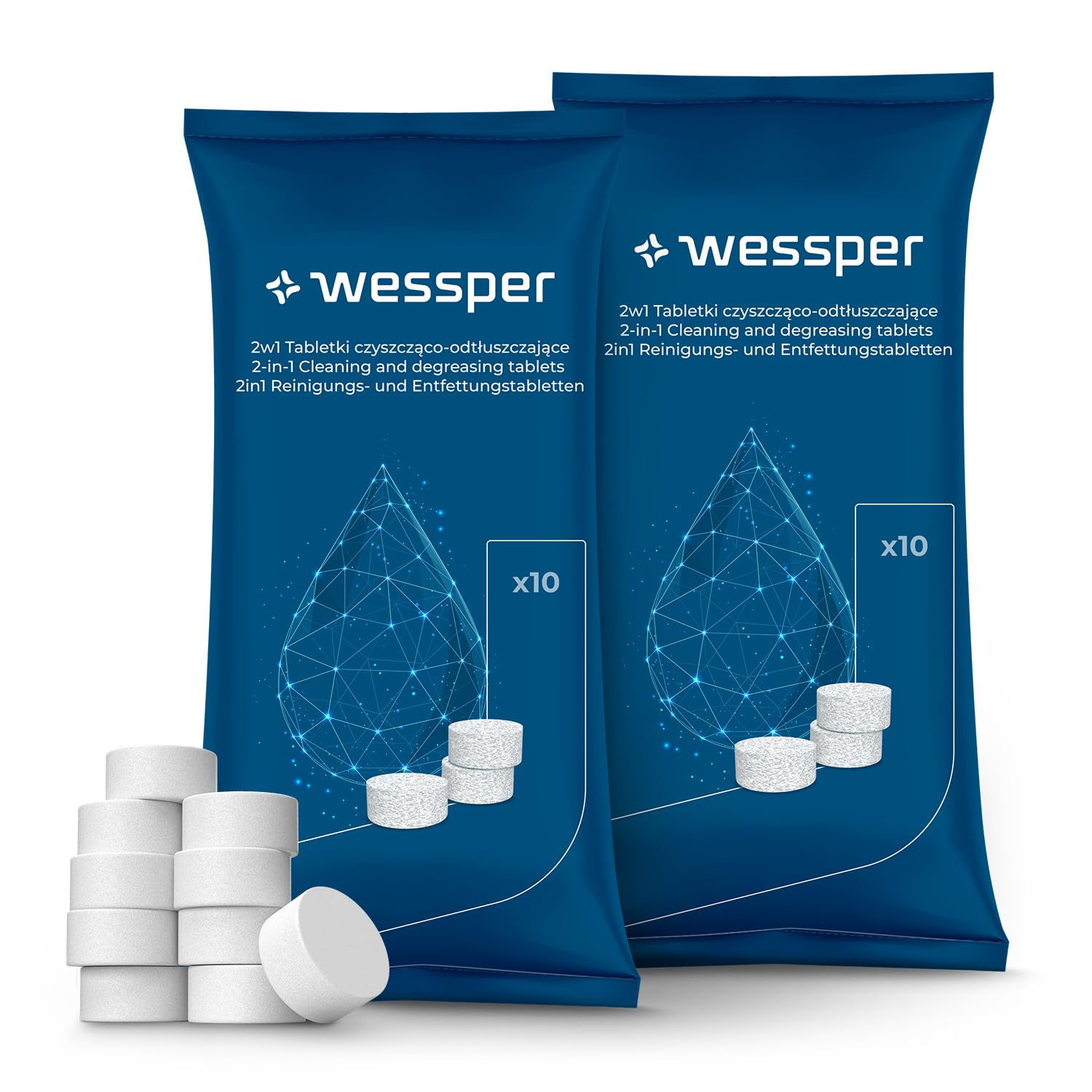 Wessper 20szt Tabletki czyszczące i odtłuszczające do wszystkich rodzajów ekspresów do kawy
