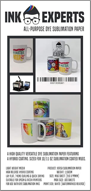 Ink Experts Versa All Purpose Mug Size Sublimation Paper 115gsm (100 Sheets)