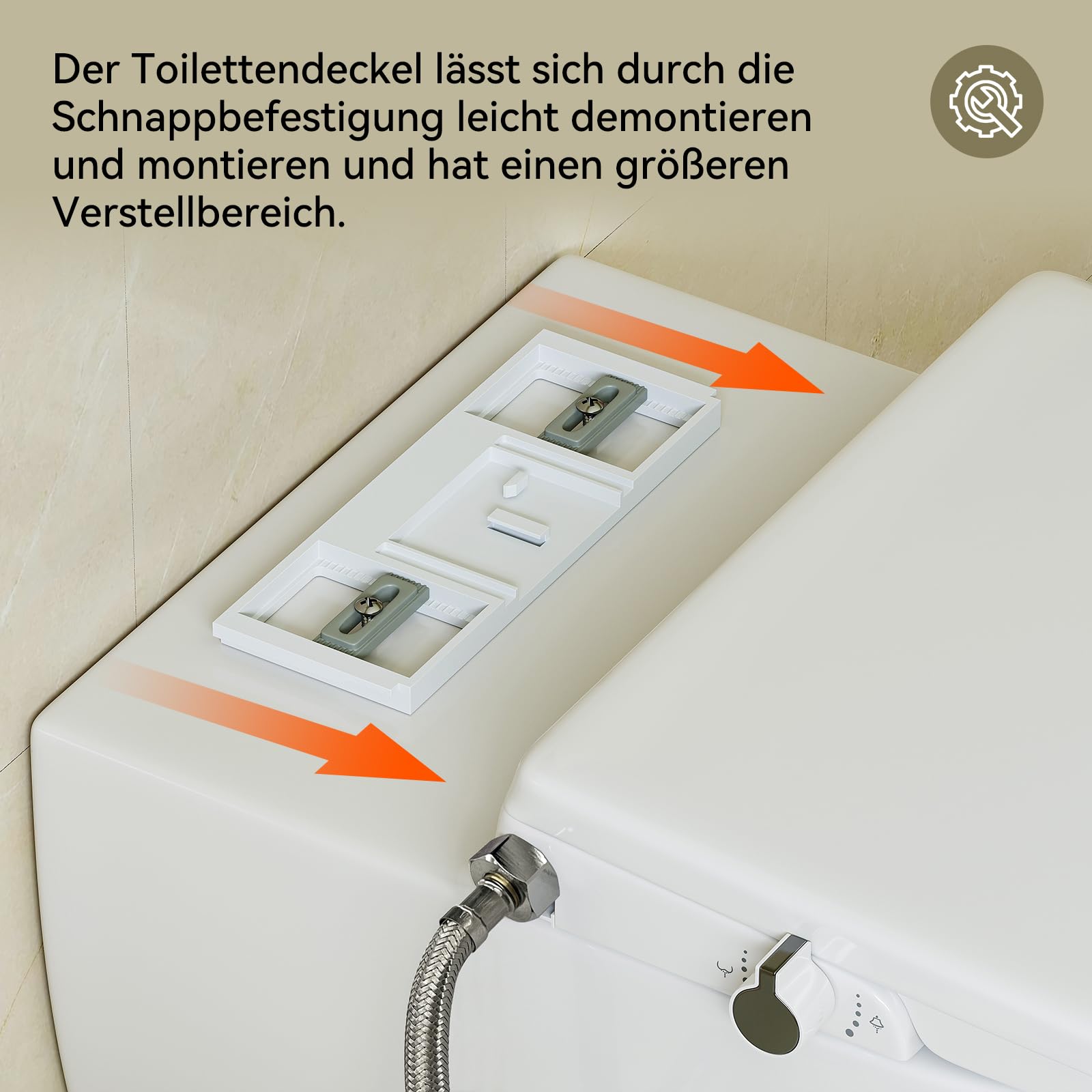 Abattant de WC avec fonction bidet, embout de bidet, sans raccordement électrique, couvercle de toilette avec système d'abaissement automatique, siège de toilette avec deux buses pour douche arrière
