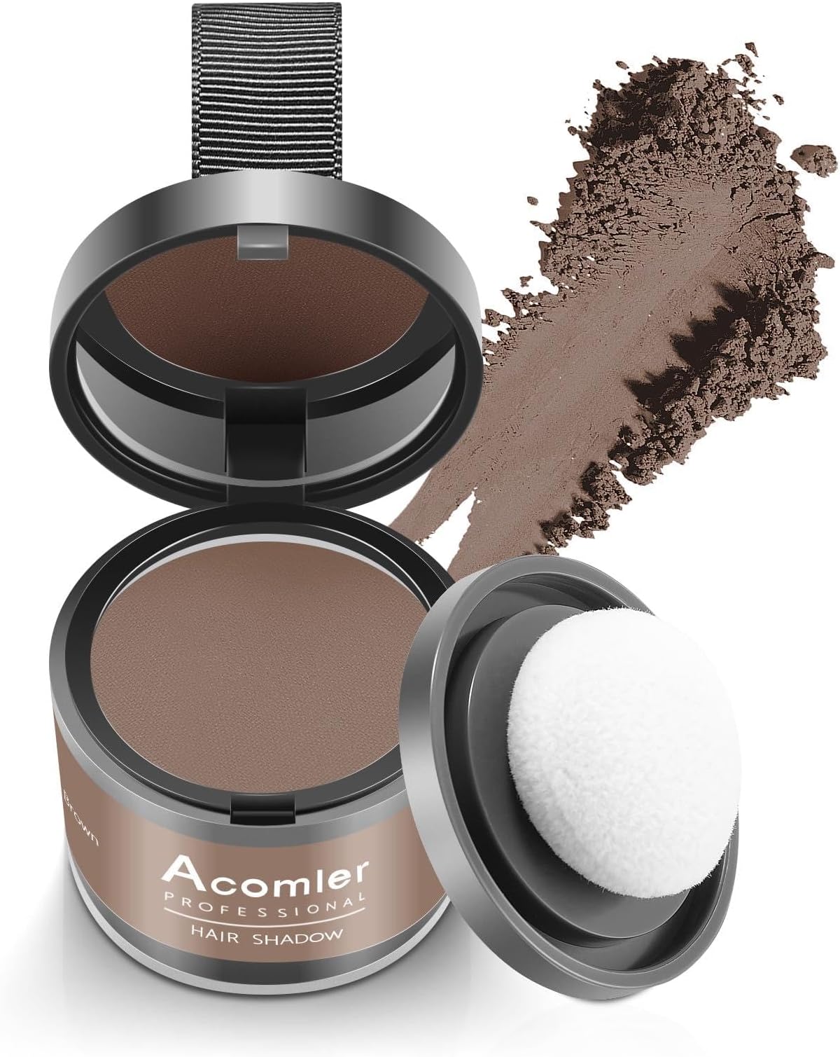 Acomler Instantly Root Cover Up Hairline Shadow Powder,Root Touch Up Hair Color,Dark Brown for Thinning Hair, Grey Hair Coverage Hair Powder for Women Men with Eyebrows, Beard Line, Bald Spots (Brown)