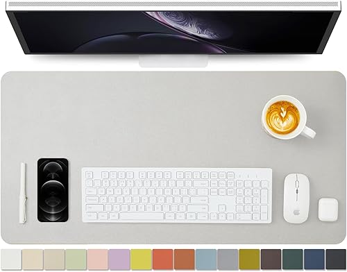 Miniatura 29 de Tapete de escritorio de piel antideslizante de poliuretano (PU), para organización de escritorio y accesorios, ideal para alfombrilla de mouse y de