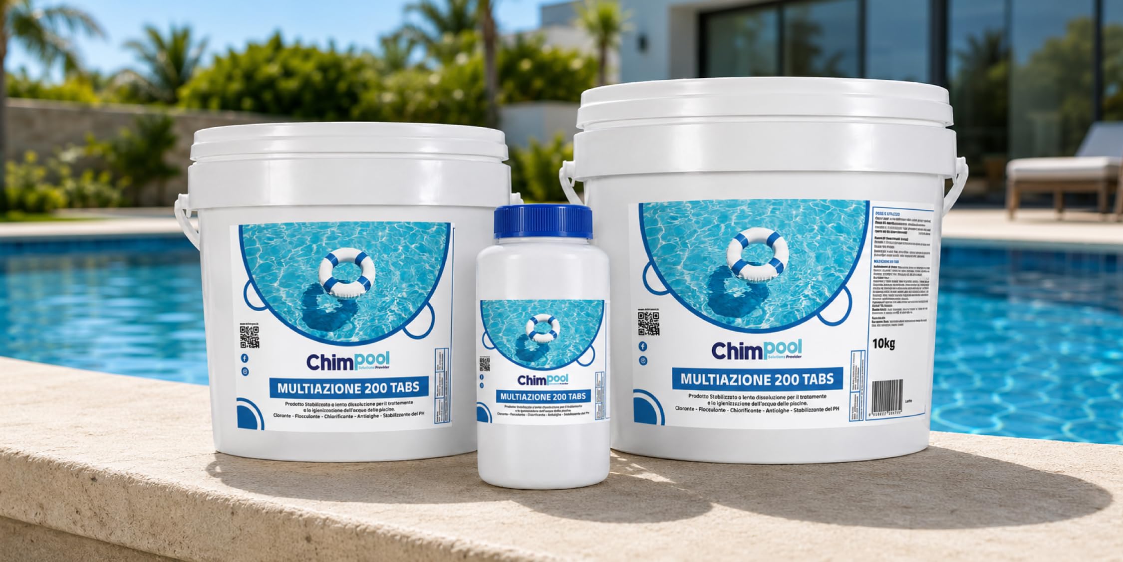 Cloro Multifunzione Pastiglie 200g Piscina, 10kg