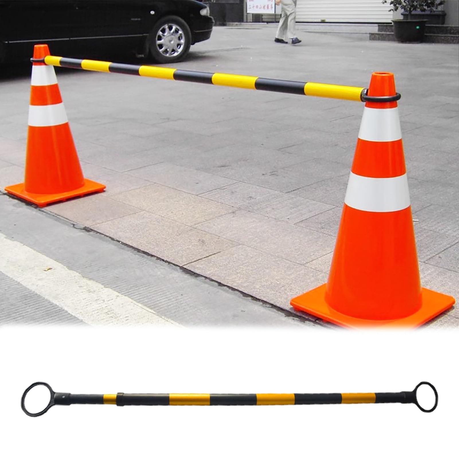 Barrière de signalisation routière à cône rétractable noir pour chantier et parking