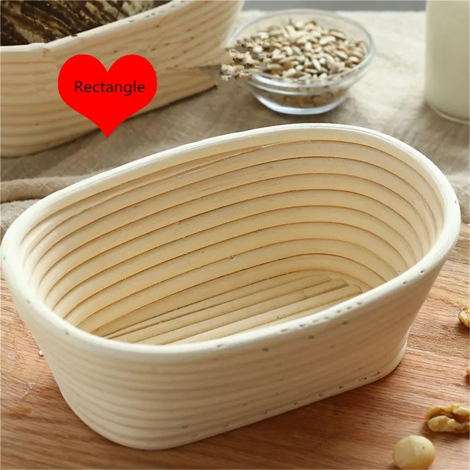 Brot Sauerteig Korb Runder ovaler Rattan-Brot-Gärkorb, Brot-Backform, Form, Brot, Teig, Gärkorb Für Das Aufgehen Von Brot(Oval-28 * 14 * 8cm)