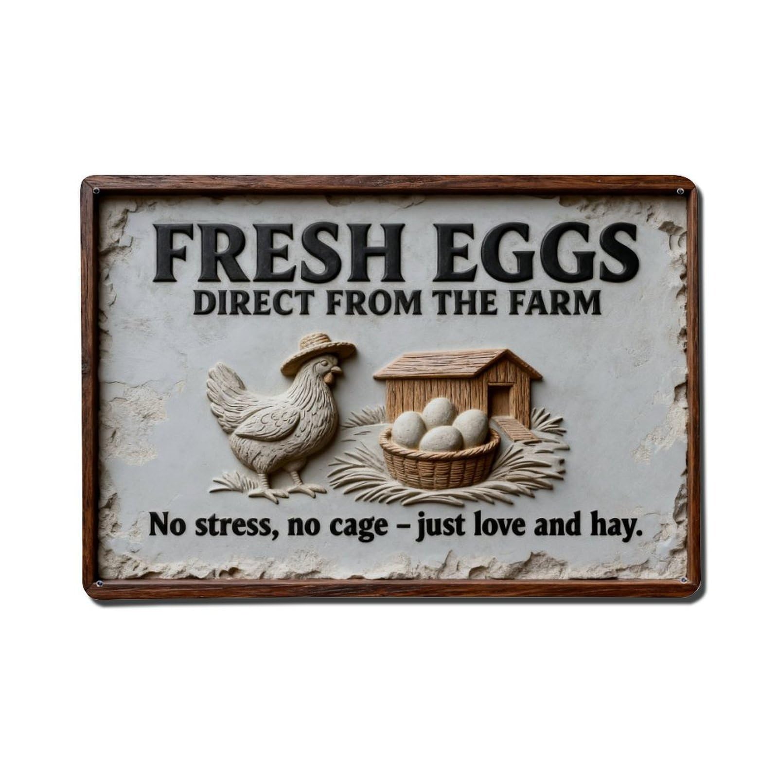 Chicken Eggs Basket Hen House Metal Tin Sign Plaque