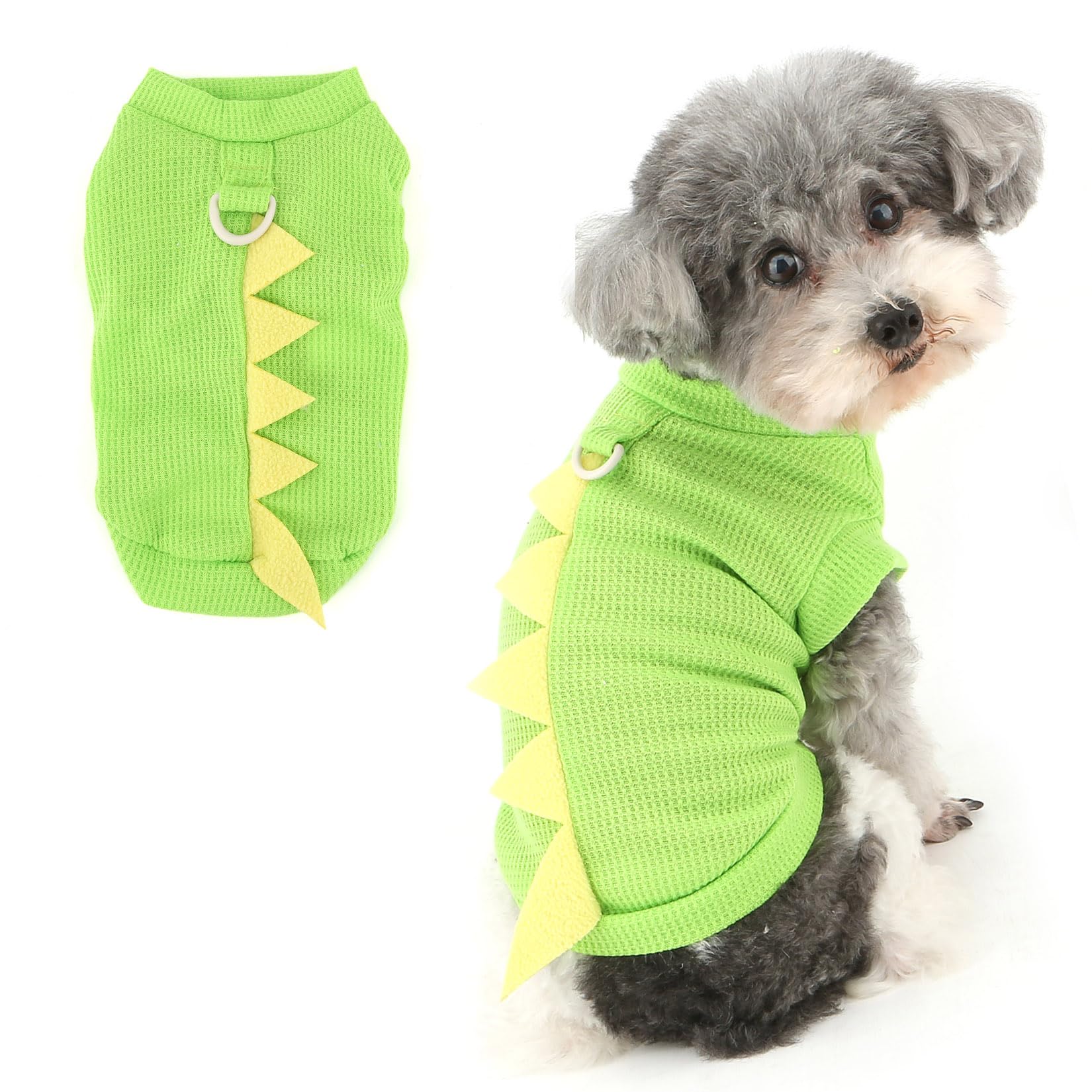 XHYRHTS T-Shirt Dinosaure en Tricot gaufré pour Animal Domestique, pour Petit Chien, Chiot Mignon, Pull, débardeur Respirant, Yorkie, Chihuahua, vêtements de Printemps et d'été, vêtements pour