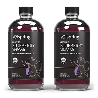 Dr. Mercola Solspring Organic Blueberry Vinegar - True Fruit Vinegar with the Mother - Made from Crushed Organic Blueberries - Unfiltered & Unpasteurized - 16 Fl Oz 31 Servings