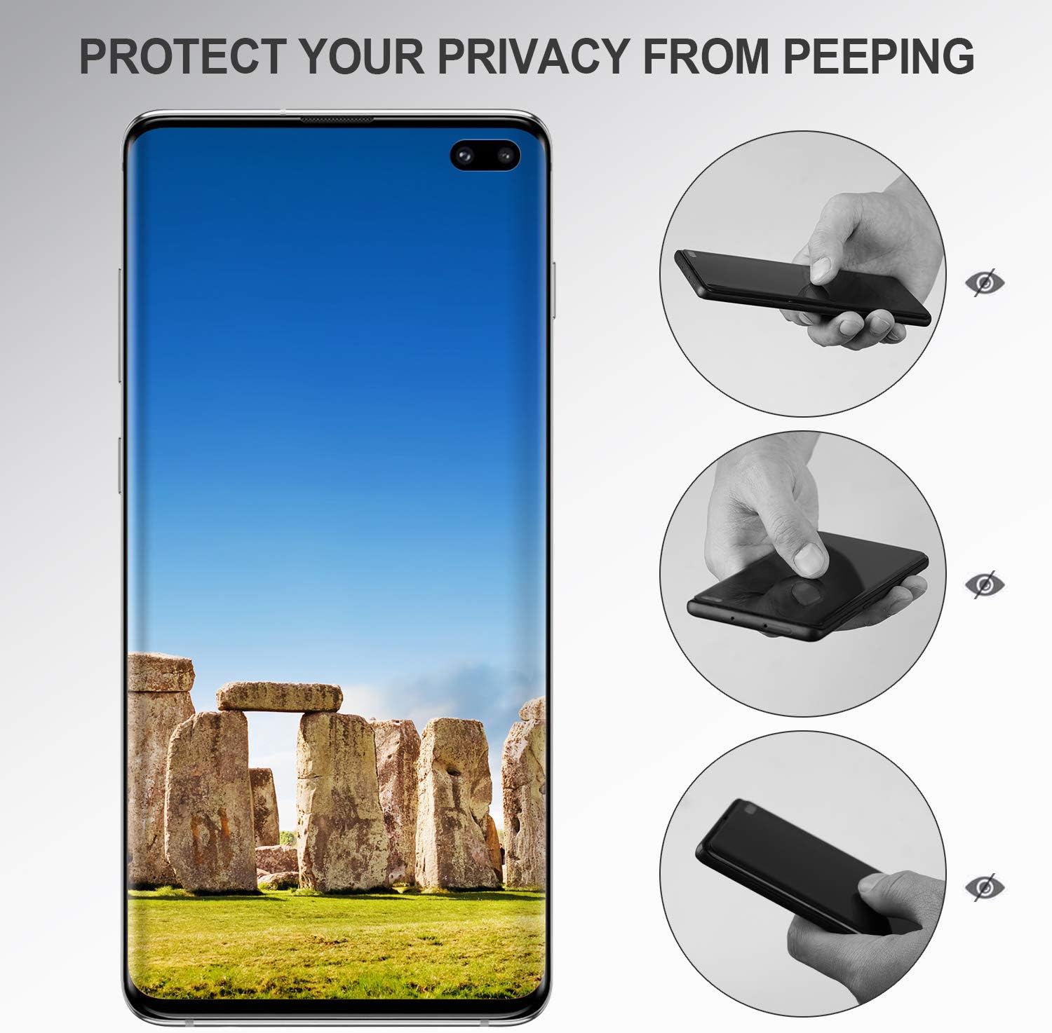 Galaxy S10 Plus Privacy Screen Protector, Frozen ic 3D Curved [2020 Upgrade Version] Anti-spy Tempered Glass Screen Film 9H Hardness Anti-Scratch Anti-Peep Shield,for Samsung Galaxy S10 Plus