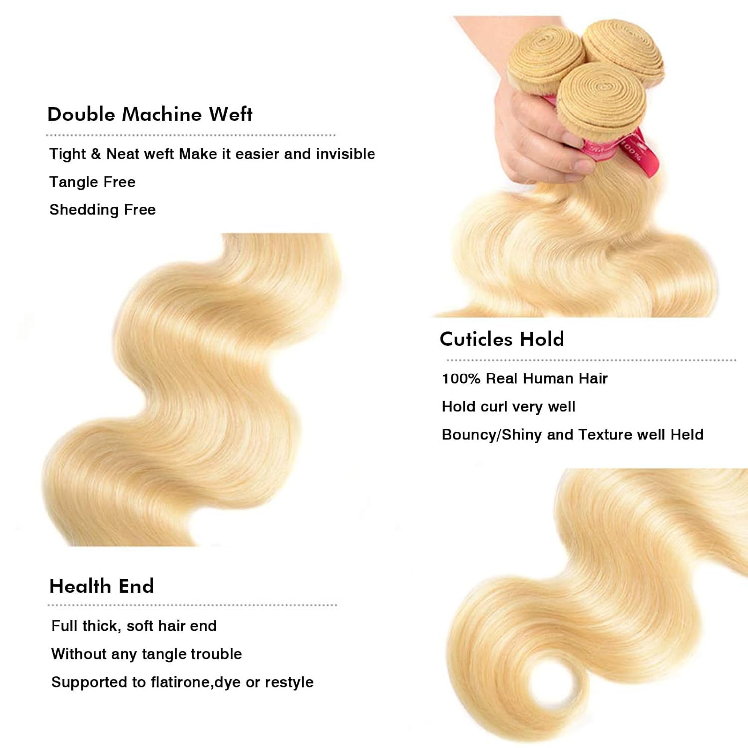 Vallbest 613 Bundles Human Hair with Closure 20 22 24 +18 Inch Blonde Body Wave Raw 4 Bundles Human Hair 12A 100% Unprocessed Brazilian Virgin Weave Human Hair Extensions