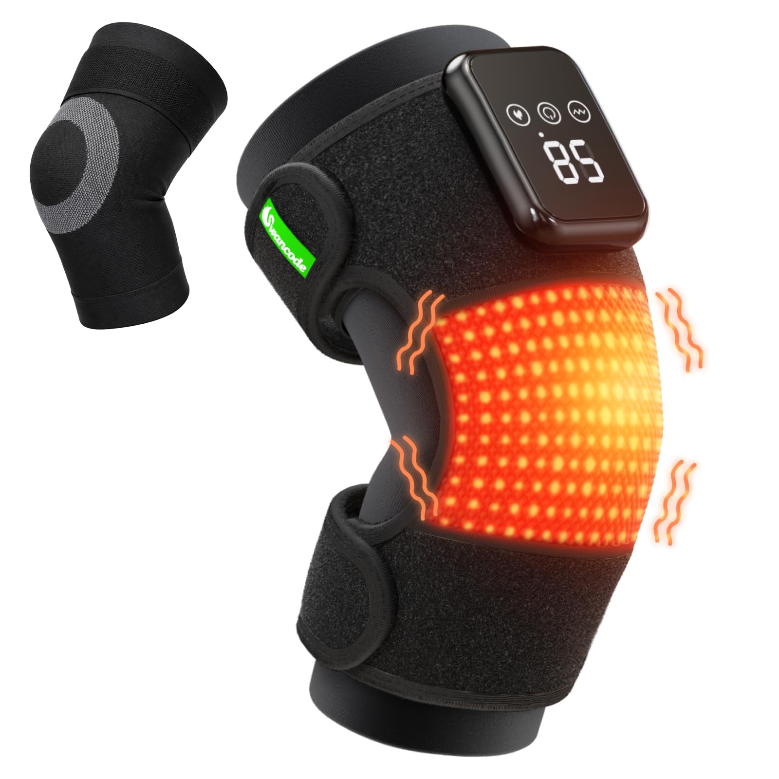 Photo 1 of 3-in-1 Knee Massager for Pain Relief with Heat, Portable Heated Knee Brace with Extension Strap for Knee, Elbow & Shoulder, Cordless Rechargeable Electric Massagers for Joint Comfort (Single)