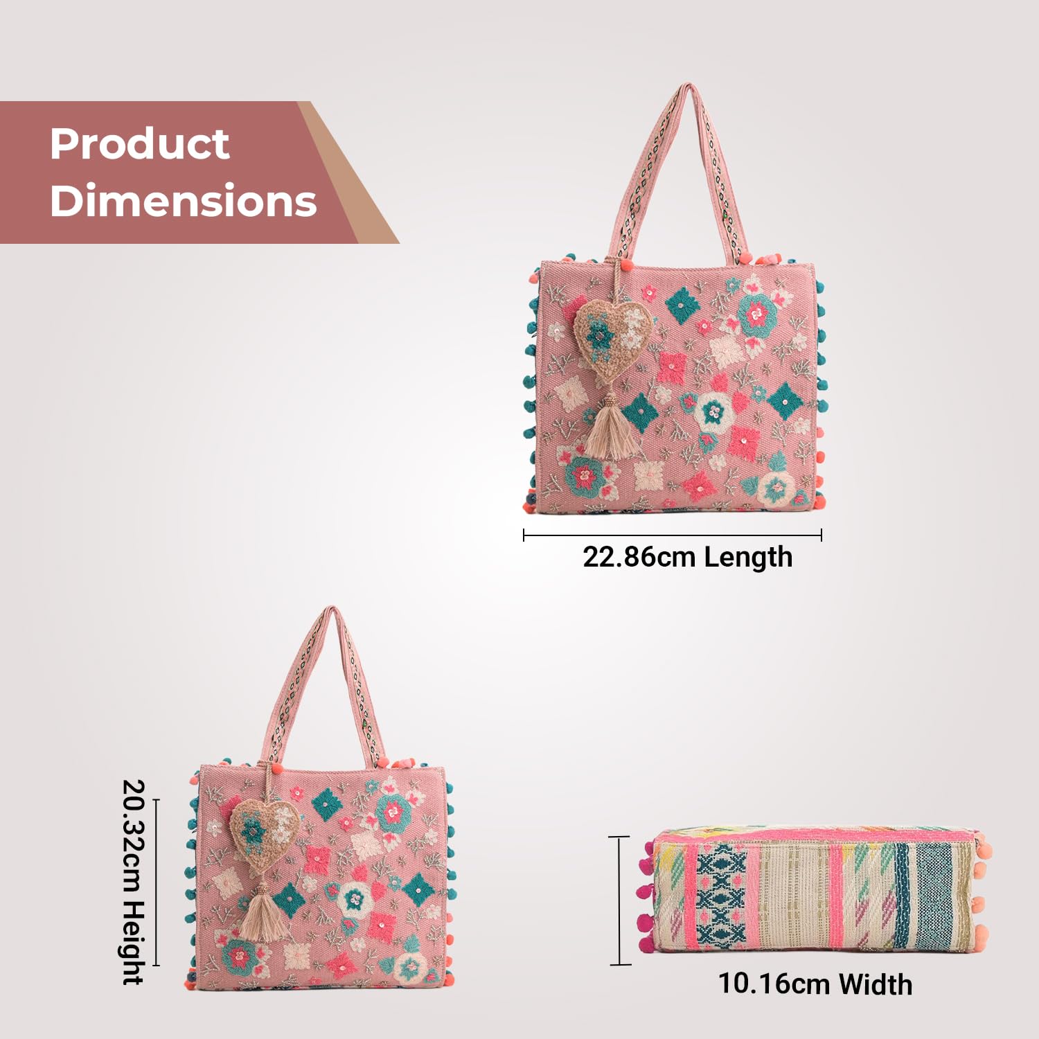 Boho Girl Mini Tote Bag for Women Whimsical Jacquard Handbag with Adjustable Strap Stylish and Elegant Ladies Crossbody Shoulder Purse, Sling Bag Perfect Birthday, Anniversary and Wedding Gift 4