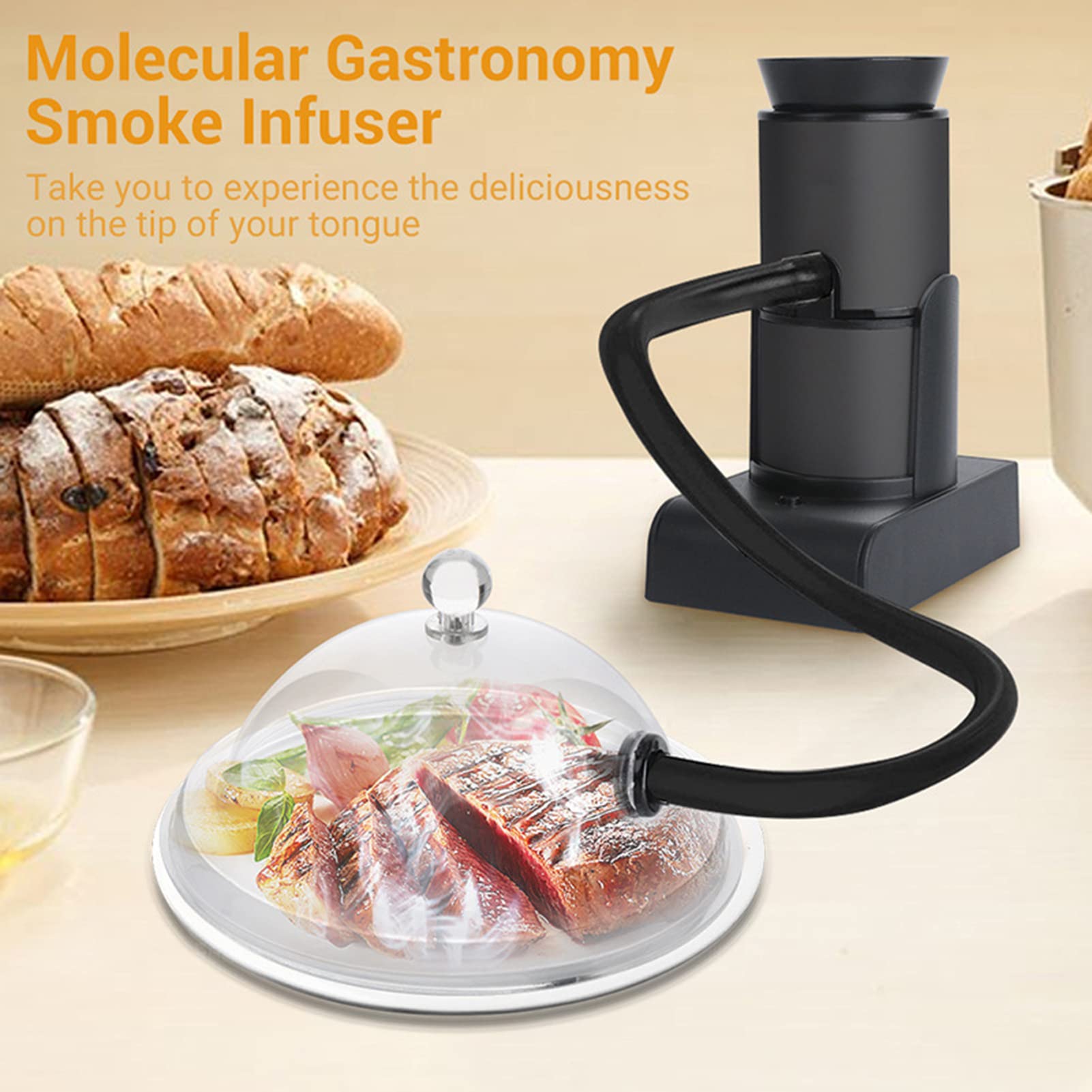 Affumicatore alimentare portatile, affumicatore elettrico con e trucioli di legno Fumo freddo per cibi e bevande, fumatore cocktail per alimenti Cocktail Bevande, Sous Vide, bistecca
