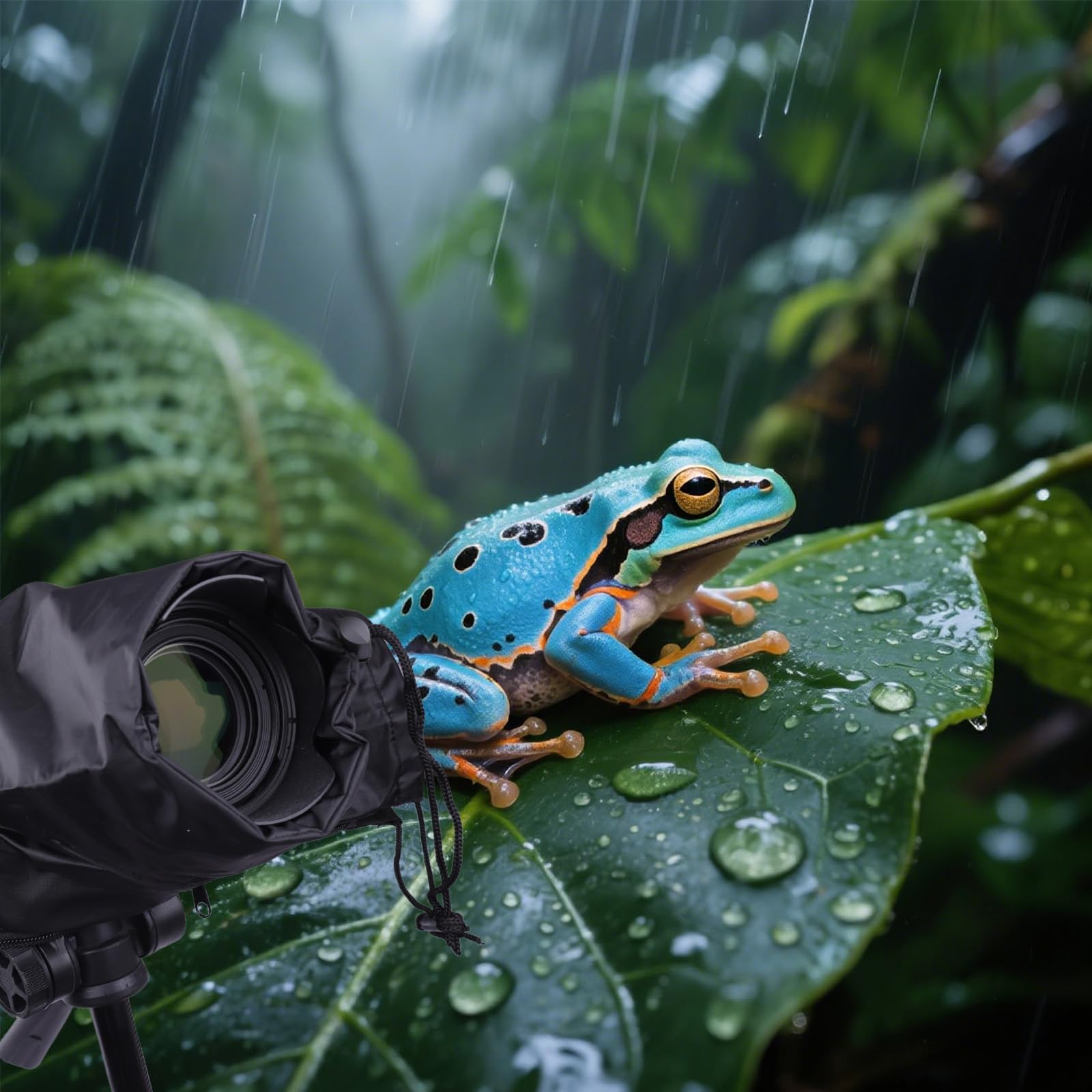 Housse De Protection Imperméable en Nylon pour Appareils Photo Reflex DSLR – Couverture Anti-Pluie pour Fujifilm, Canon, Sony – Ultra Claire avec Manches Réglables Et Accès Facile Aux Commandes