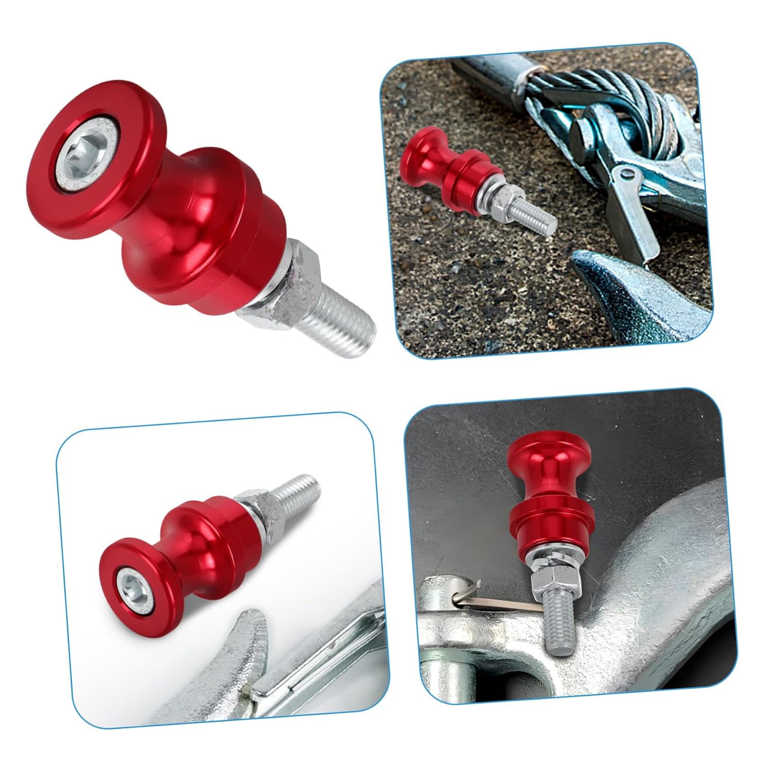 Winch Hook Screw Hooks Heavy-Duty Off-Road Winch Hook Alignment Tool Self-Centering Mechanism Half-Linked Design Rugged Winch Mount Self-Centering Winch Accessory Steel Red