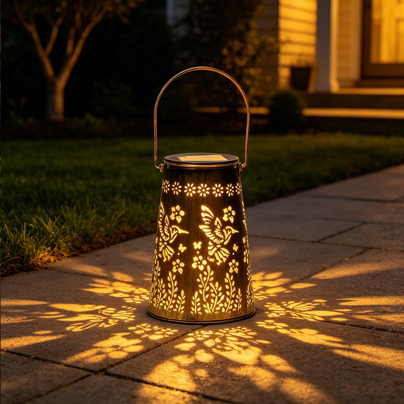 Colorful Sunflower Glow Solar Garden Lantern, Hanging Colorful Sunflower Solar Lanterns with Colorful Projection, Waterproof Solar Lanterns Garden Ornaments for Yard, Patio, Porch, Garden (D)