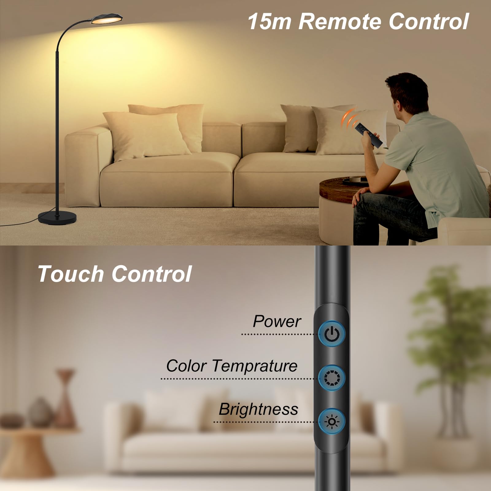 Lampada Da Terra LED Dimmerabile 18W Con Telecomando - Temperatura Colore Regolabile 2200LM