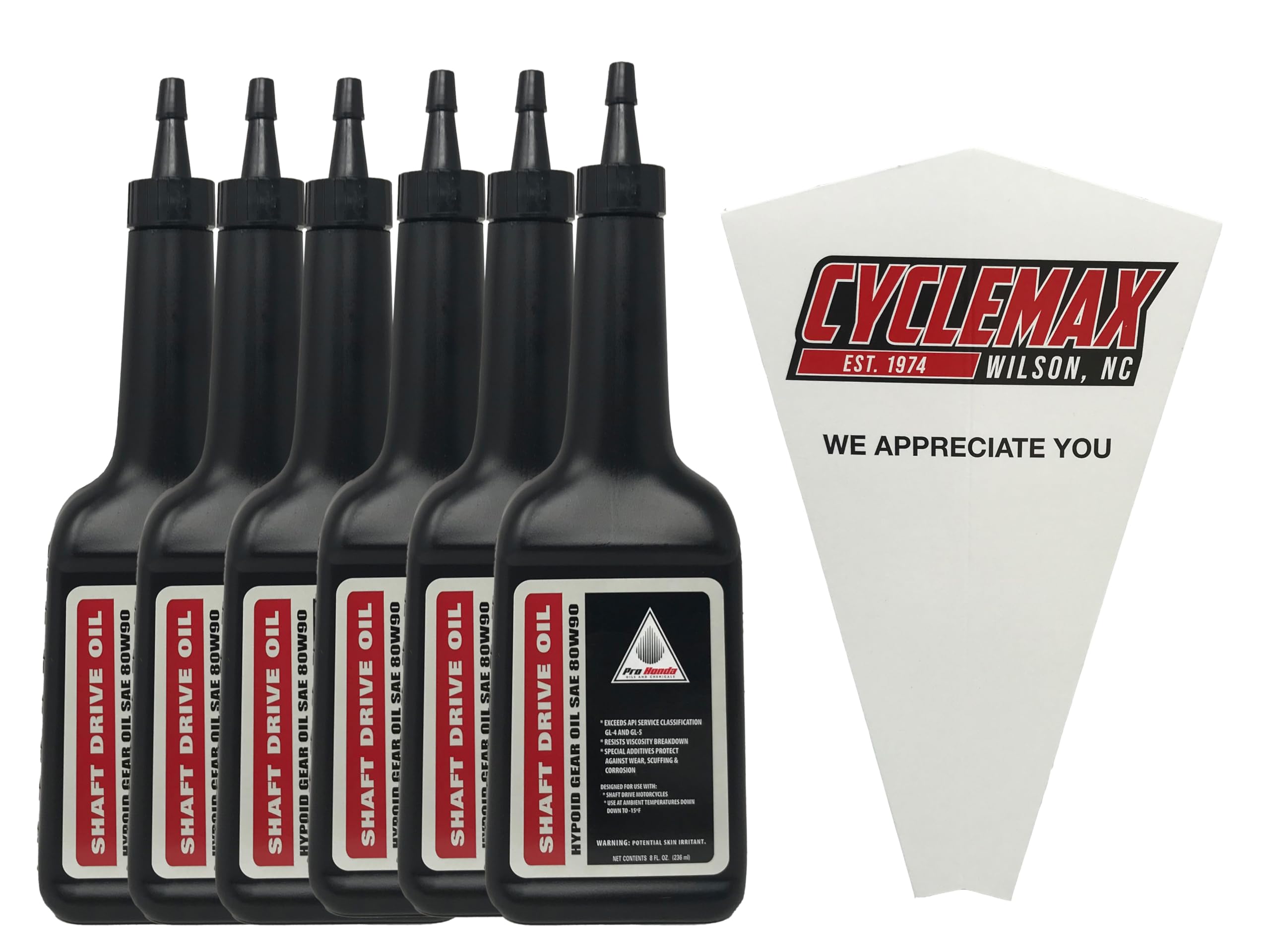 Cyclemax Six Pack for Honda 8oz Shaft Drive Oil 08208-0080 Contains Six Bottles and a Funnel