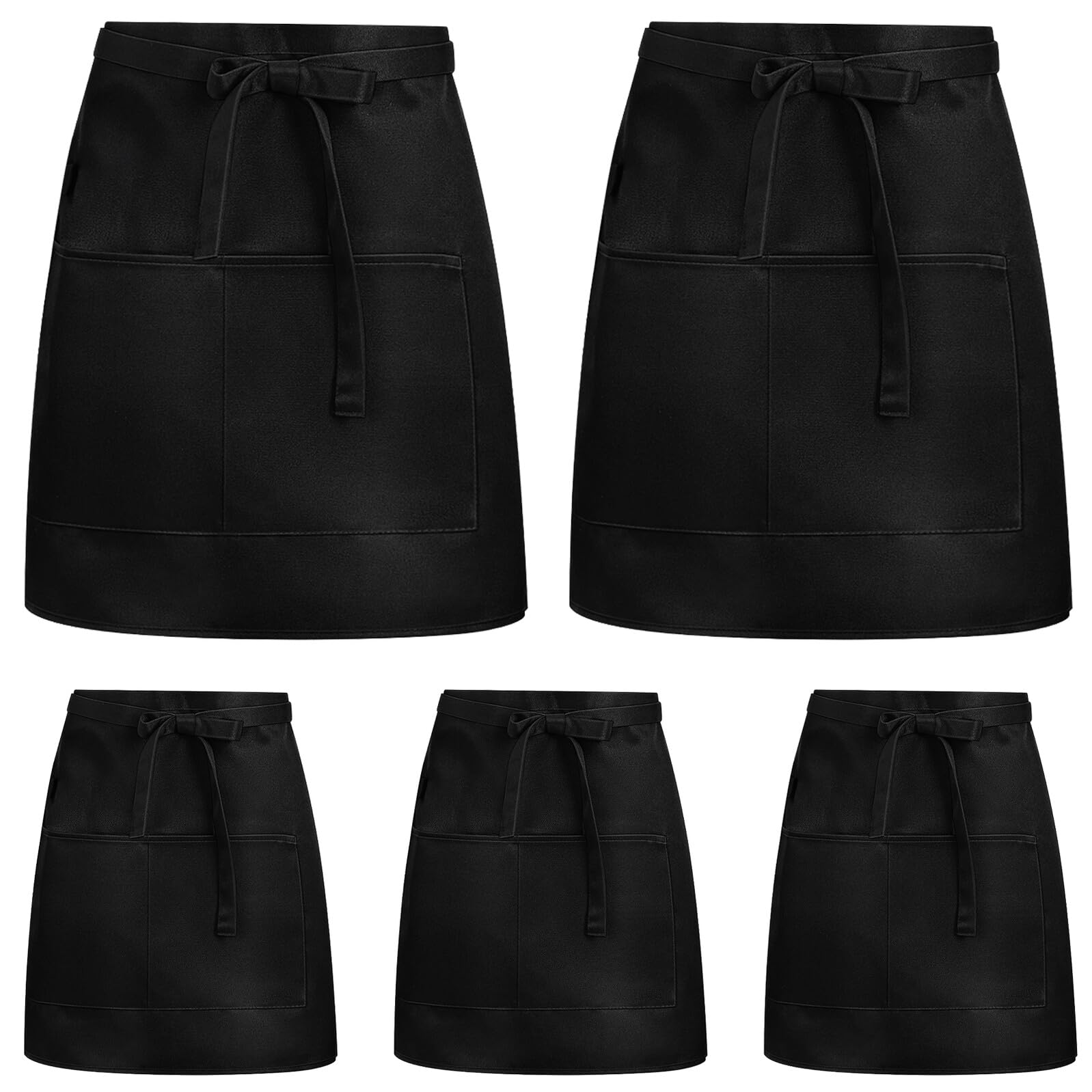 ULTECHNOVO 5 Piezas Delantal Corto De Cintura Con Bolsillos Para Personal De Servicio Para Cocina Restaurante y Limpieza Unidades