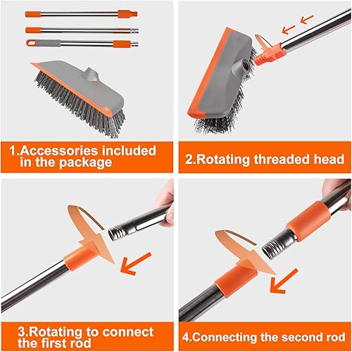 Miniatura 5 de BITOPE - Cepillo multiusos con mango largo, cepillo de limpieza resistente de 10 pulgadas de ancho con cerdas rígidas para limpieza de suelos para