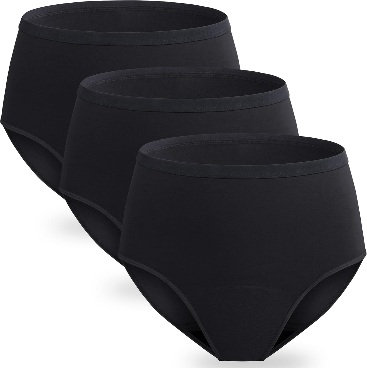 Women Leak Proof Incontinence Underwear Washable Absorbency Protective Postpartum Panties 2.0 OZ Bladder Control 3 Pack (3 Black, L)