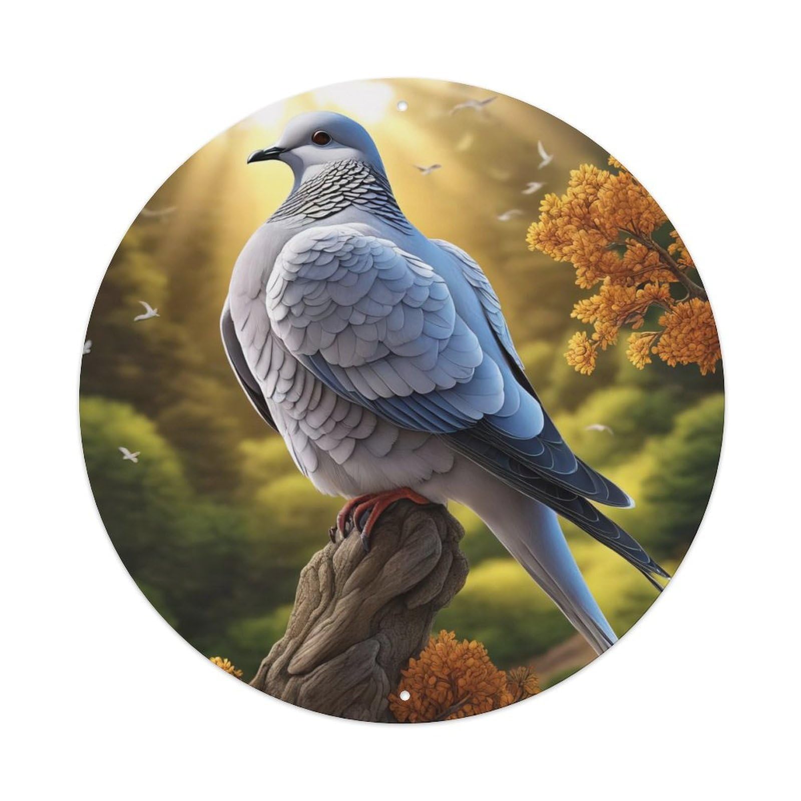 Animal Artwork Looking at The Pigeons in The Distance Vintage Metal Tin Sign Plaque Wall Decor for Cafe, Club Bar, Office, Garden Metal Poster 8x8Inch