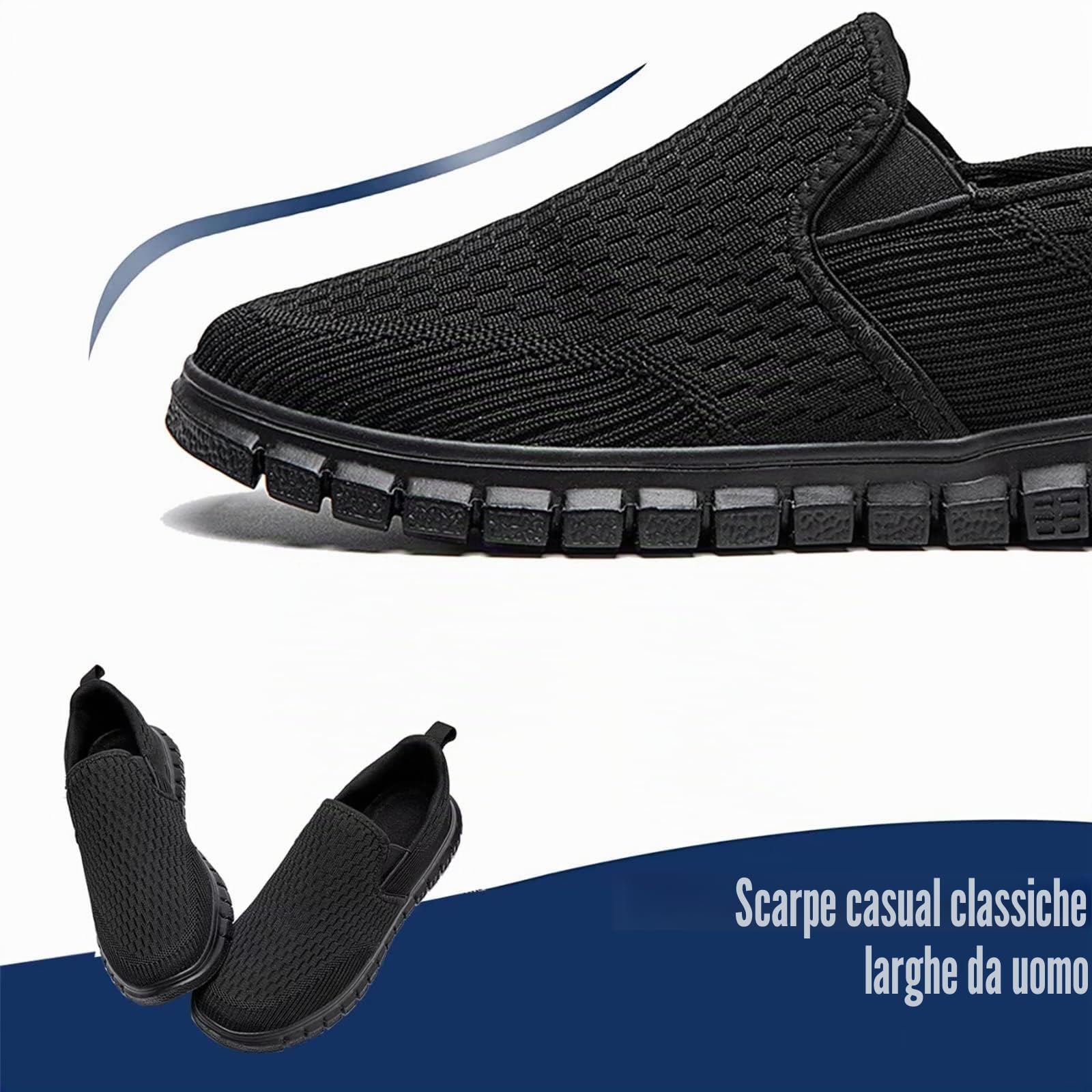 Oltyutc Mocassini da Uomo Slip on Sneaker Casual Scarpe da Running Corsa Scarpe Antinfortunistica Leggera Fitness Traspirante Camminata Nero 41 EU