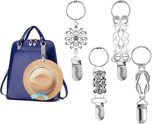 TOYMIS - 4 clips vintage para sombreros, clip de metal retro para viajes, para bolsa de sombrero, clips para sombreros para hombres y mujeres,