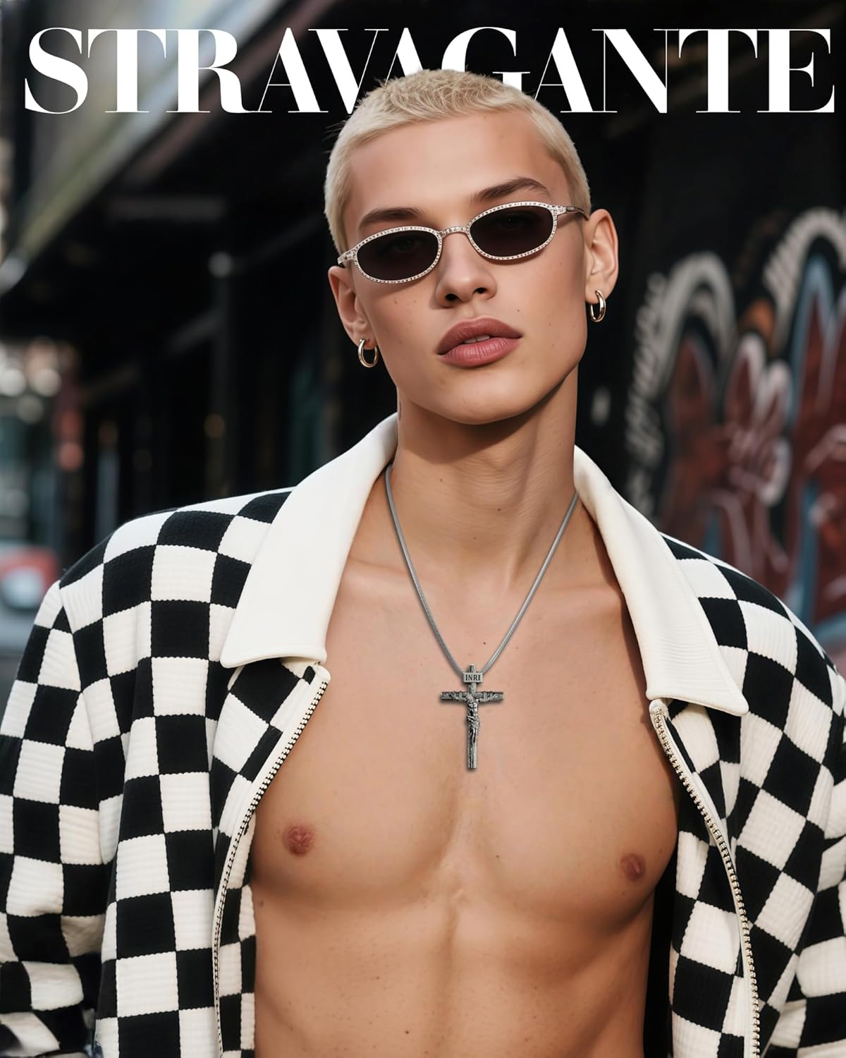 Catholic Crucifix Necklace for Men and Women, Antique Silver Cross Necklace with Exquisite Jesus Pendant, 18~30" Stylish Stainless Steel Snake Chain, Christian Jewelry Gift - Image 2