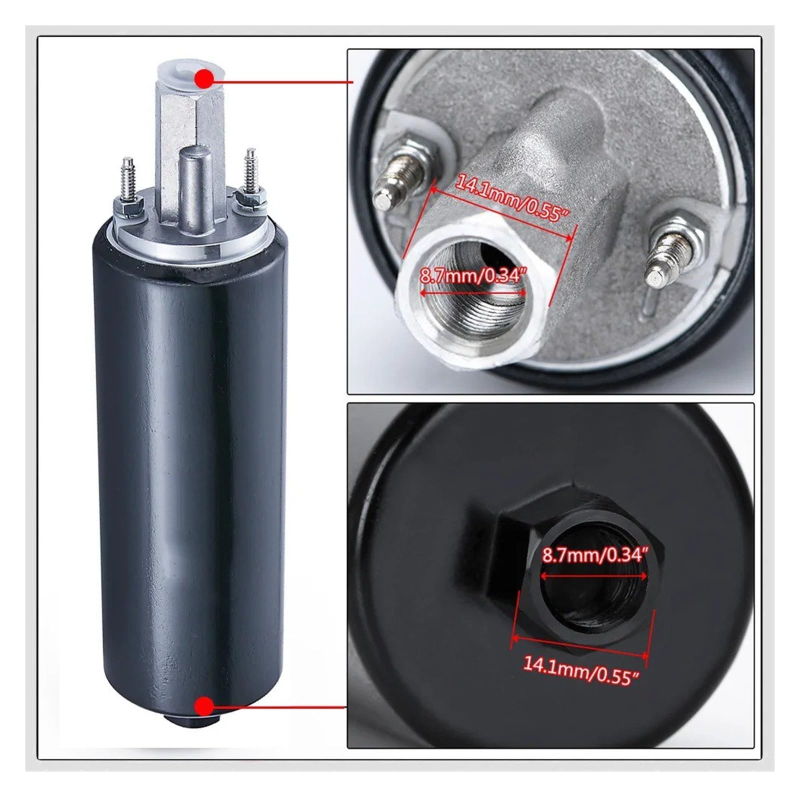 Elektrische Inline Kraftstoffpumpe Universelle Externe Inline-Kraftstoffpumpe Mit Hohem Durchfluss 255 L/h GSL392 28-3012 6AN-Armaturensatz(4328133G-1)