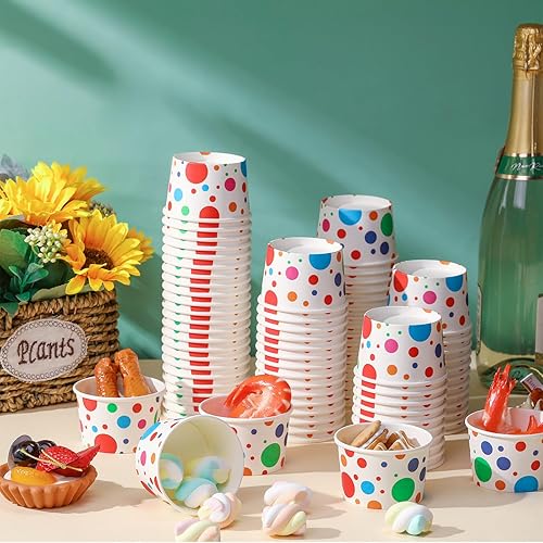 Miniatura 5 de Boao Juego de 200 tazas de helado de 5 onzas con cucharas desechables de papel, cuencos de postre para Sundae, suministros para fiestas de verano