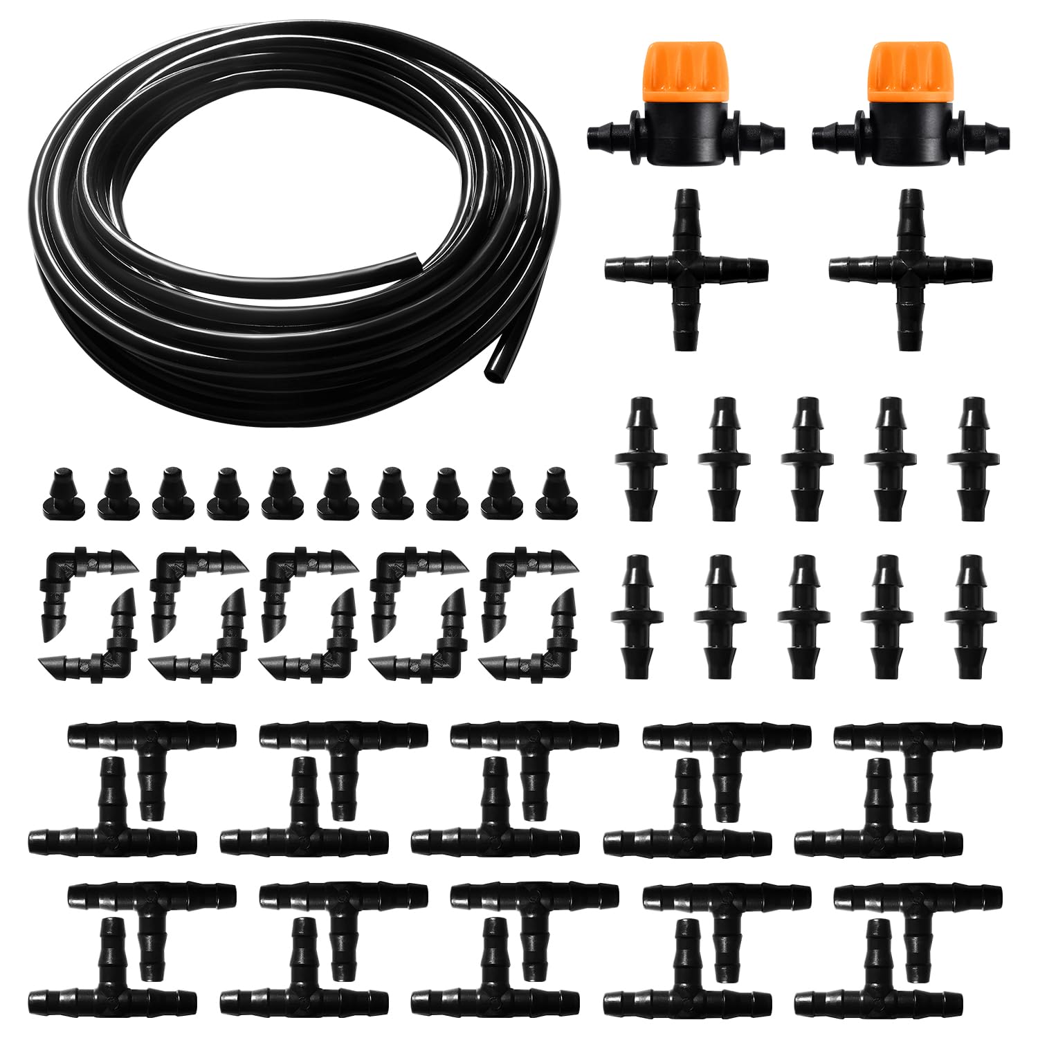 VooGenzek 55 PCS 4/6 mm Irrigation System Kit, 5m Irrigation Hose, DIY Auto Drip Irrigation Kit, with Straight-Through Joints