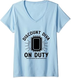 Womens Discount Diva On Duty Ticket Coupon Coupons Shopping V-Neck T-Shirt