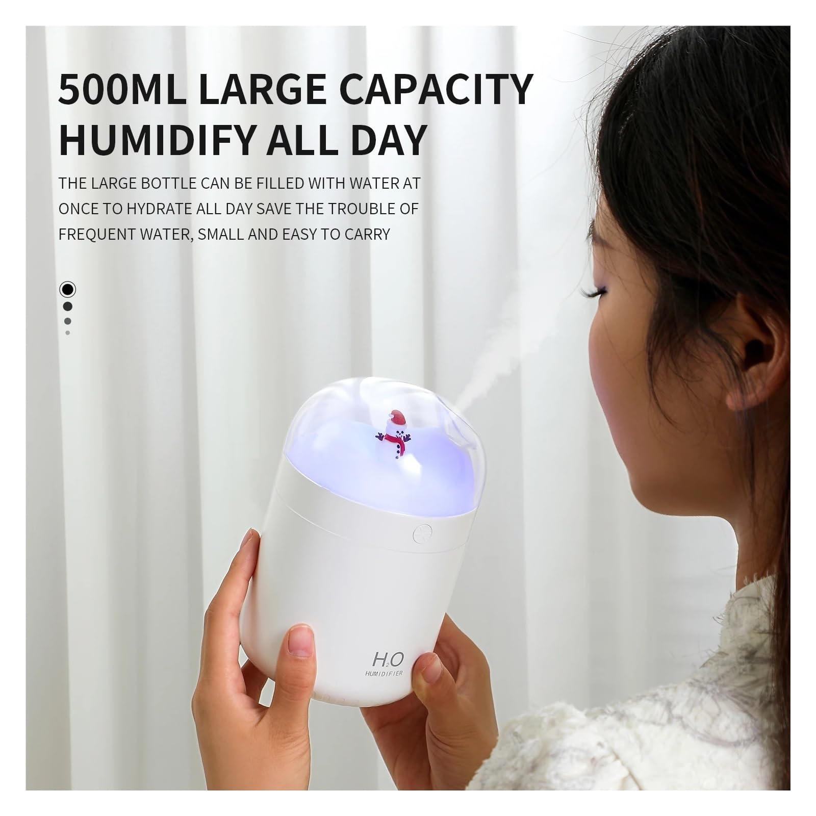 Humidificador, Humidificador De Aire Portátil Ultrasónico Frío, Eativo, Inalámbrico, Funcionamiento Silencioso, For Dormitorio, Coche Y Oficina,para hogar y oficina(White)