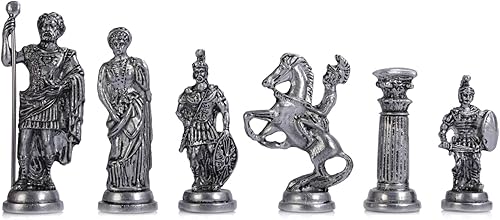Miniatura 6 de Juego de ajedrez de metal para adultos, figuras históricas antiguas de cobre Roma, piezas hechas a mano y tablero de ajedrez de madera maciza