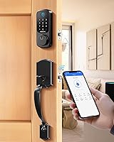 Vista 11 de DESLOC B200 Cerradura Inteligente de Huella Dactilar con 2 Manijas de Palanca, Juego de Cerradura de Puerta Delantera de Entrada sin Llave, Teclado